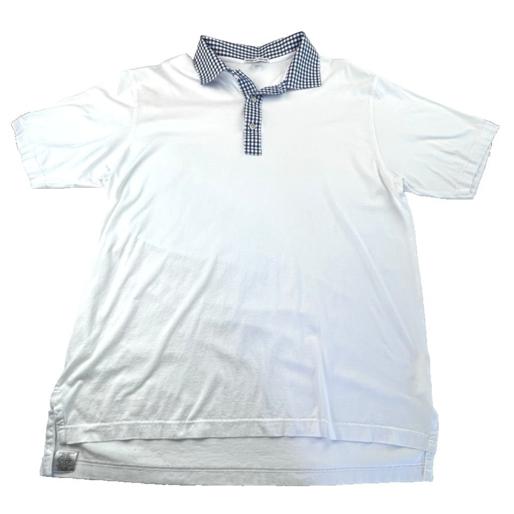 Peter Millar‎ Check Collar Classic Athleisure Luxe Golf Size L